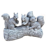STEINFIGUR 3 Eichhörnchen auf Stamm frostfest Steinguss - Grau, Stein (22/14/8cm) - stoneandstyle