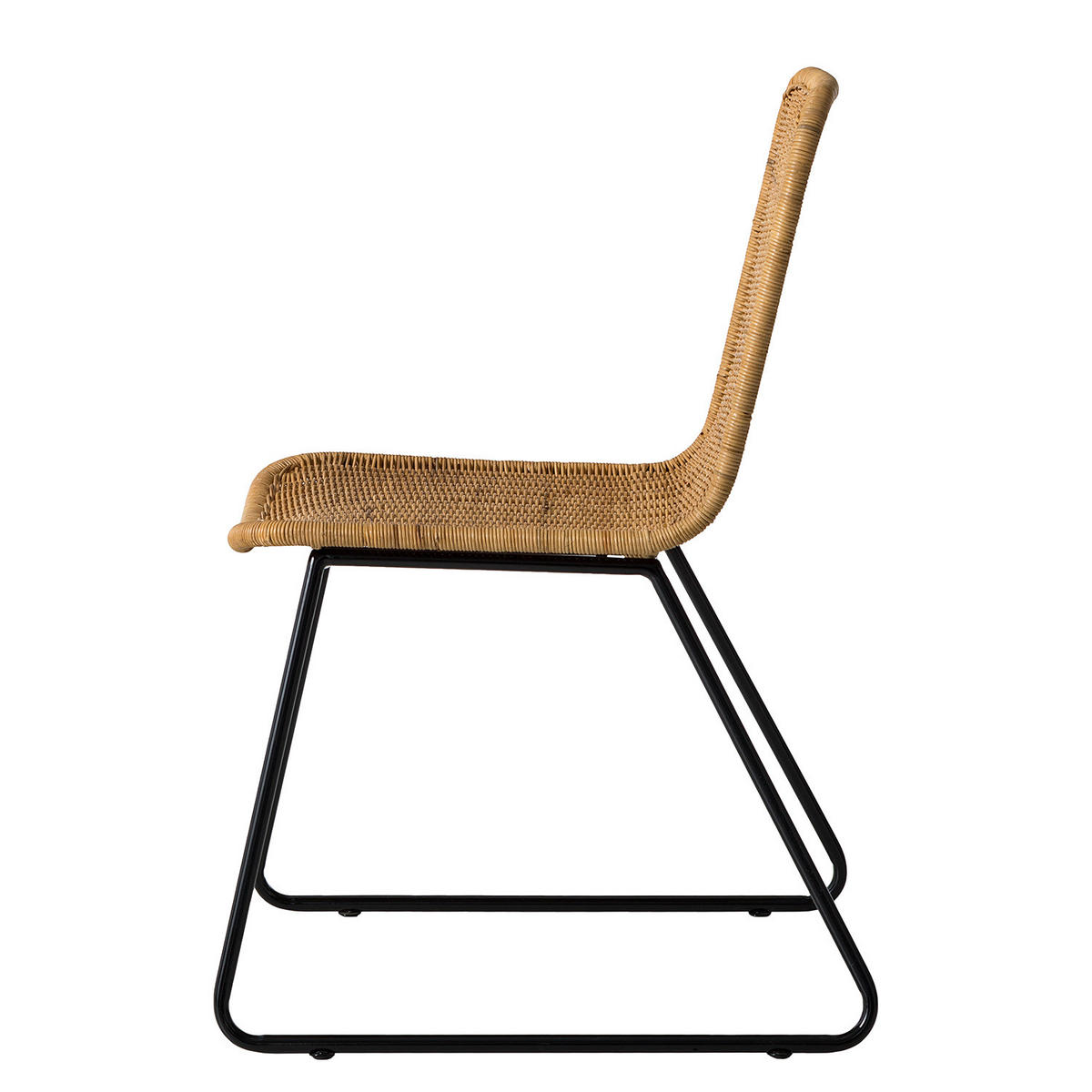 ESSZIMMERSTUHL - Rattan / Metall, 2er-Set - Beige/Schwarz, Naturmaterialien (64/80/56cm) - home24