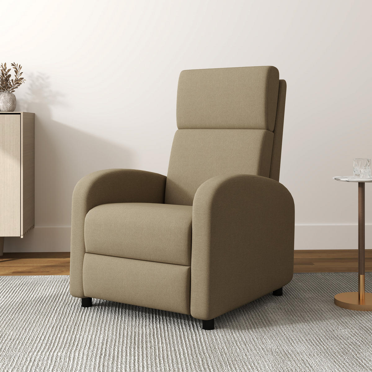 RELAXSESSEL DE-15379 160° neigbar mit integrierter Fußstütze - Beige, Textil (86/102/64cm) - ComfortXL
