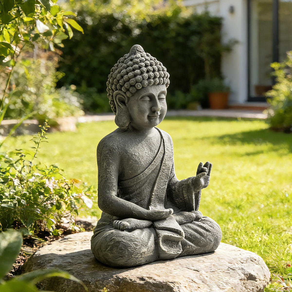 BUDDHAFIGUR DE-13883 meditierend aus Magnesiumoxid Dunkelgrau - Dunkelgrau, Stein (23/51/32cm) - ComfortXL
