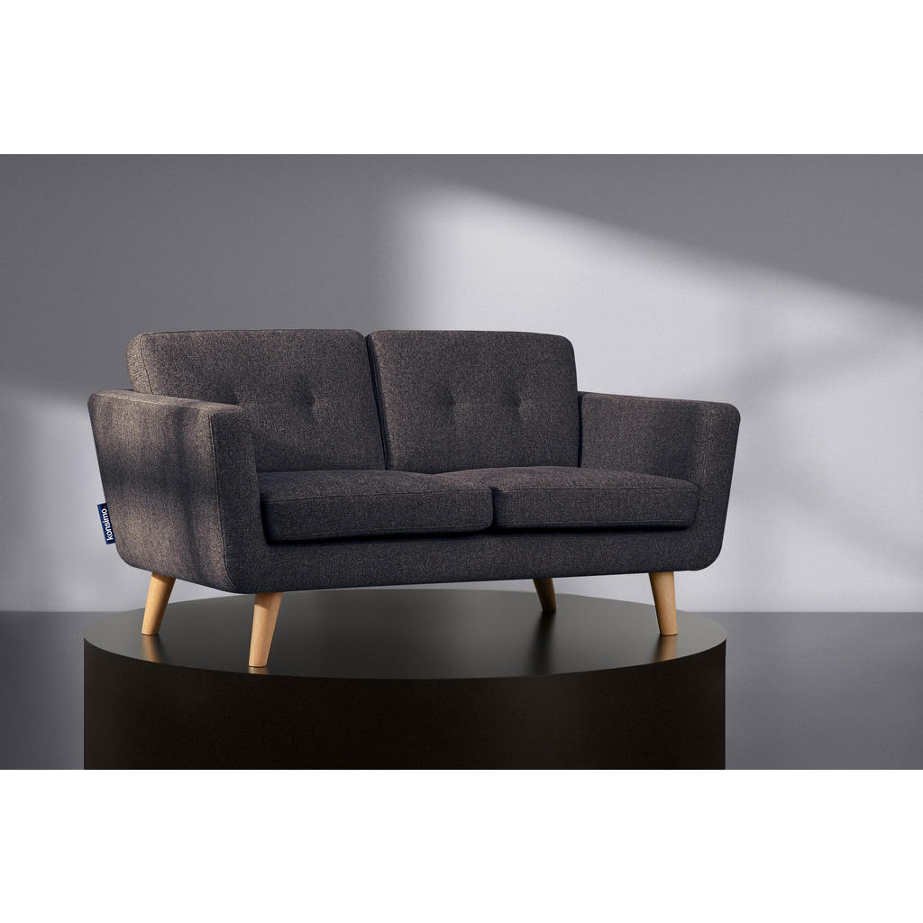 Thumbnail - Konsimo® 2-Sitzer-Sofa, Grau, Braun, Textil, 88x80x153 cm, Wohnzimmer, Sofas & Couches, Sofas, 2-Sitzer Sofas
