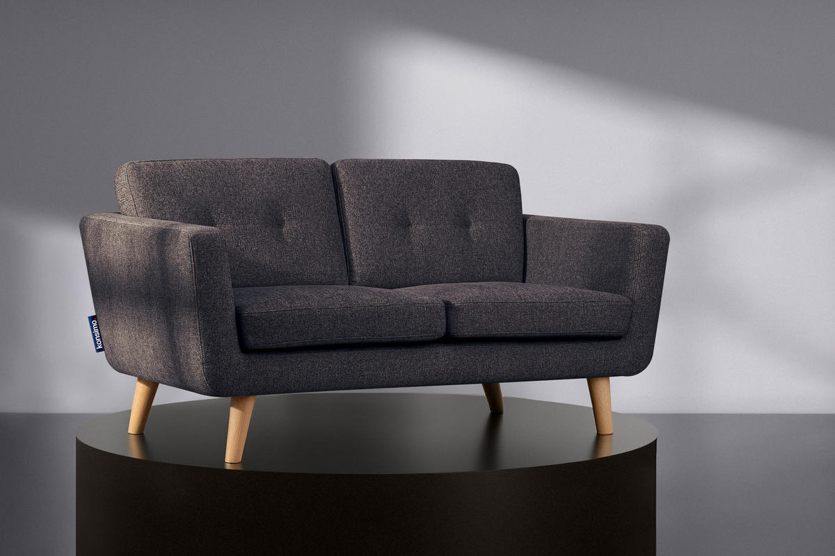 2-SITZER-SOFA TAGIO II mit Armlehnen, Graubraun/Braun - Braun/Grau, Textil (88/80/153cm) - KONSIMO®
