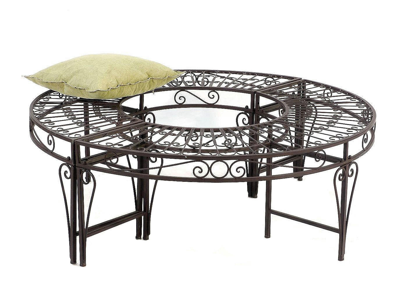 RUNDBANK Garten Metall Braun Ø 135 cm 96188 - Braun, Metall (135/46/135cm) - DanDiBo