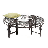 RUNDBANK Garten Metall Braun Ø 135 cm 96188 - Braun, Metall (135/46/135cm) - DanDiBo