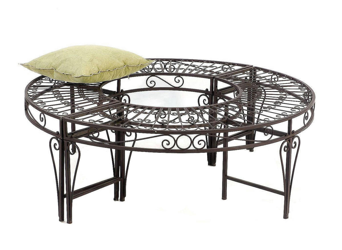 RUNDBANK Garten Metall Braun Ø 135 cm 96188 - Braun, Metall (135/46/135cm) - DanDiBo