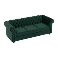 SOFA 3-Sitzer - Samt - Grün - CHESTERFIELD - Grün, Textil (88/72/205cm) - Vente-Unique