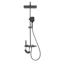 ÜBERKOPFBRAUSESET Digitalanzeige Klavierknopf LED Duschkopf - Dunkelgrau, Metall (30/130/40cm) - Bextcok