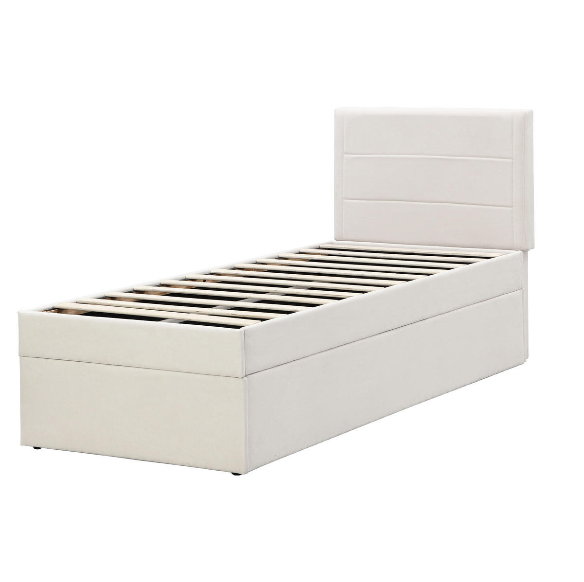 POLSTERBETT mit Stauraum 90x200 cm Beige - Beige, Holz (90/200cm) - Meubliv