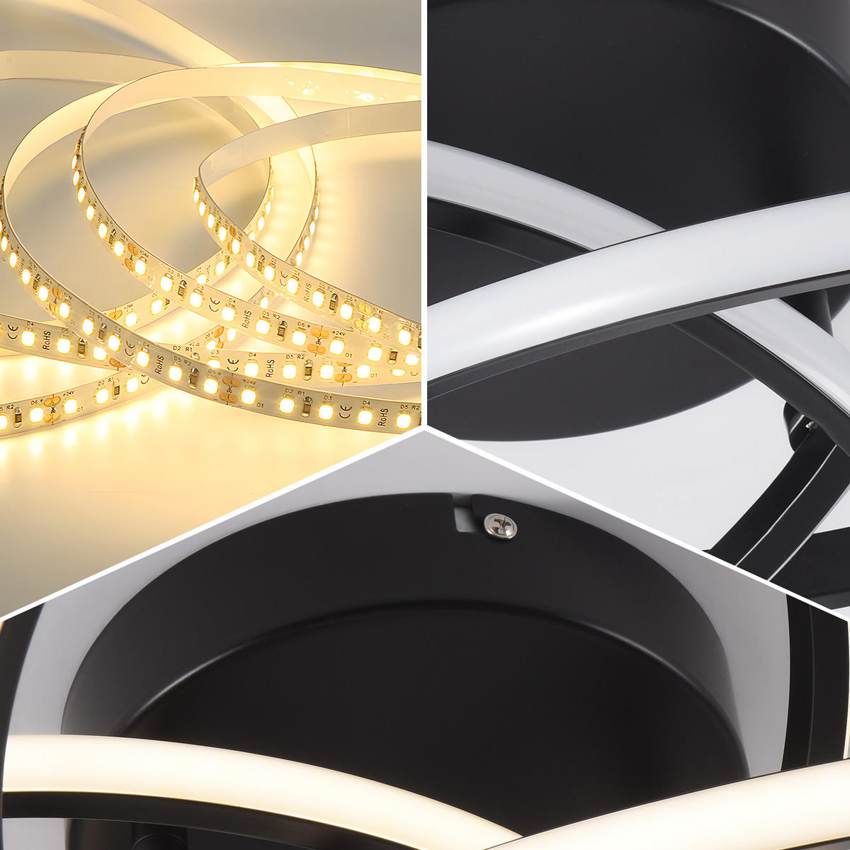 LED-DECKENLEUCHTE Jannt 32/32/16 cm - Schwarz, Metall (32/32/16cm) - ZMH
