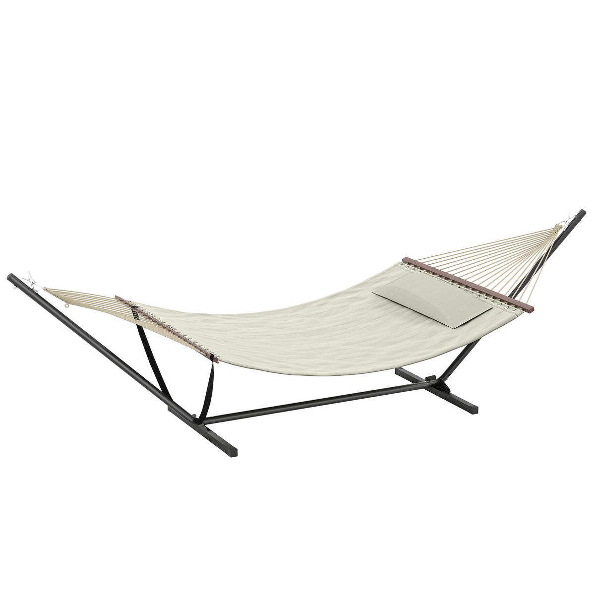 HÄNGEMATTE DE-13706 mit Kopfkissen und Spreizstäben Creme - Creme, Metall (140/110/368cm) - ComfortXL