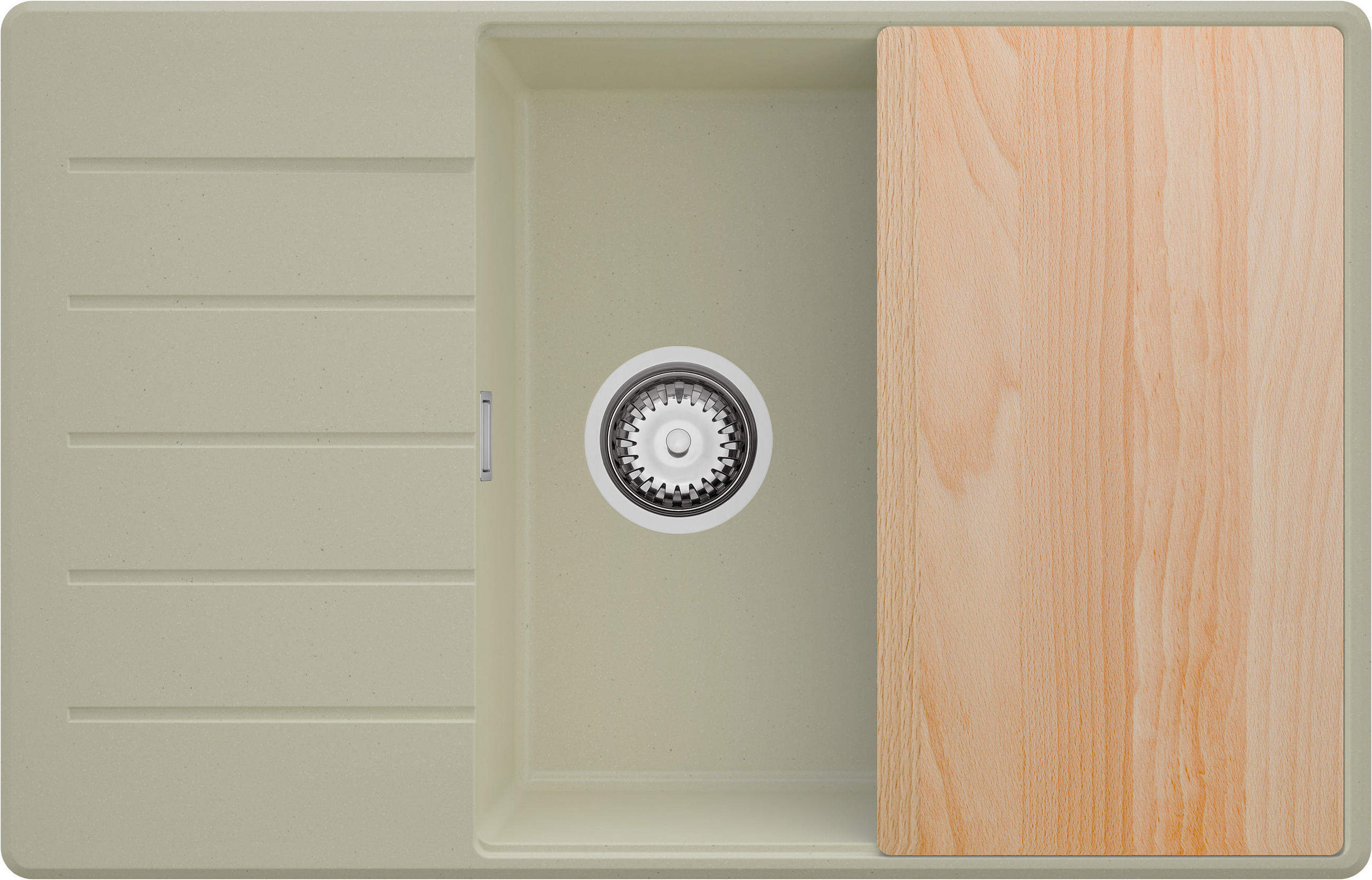 SPÜLBECKEN Kopenhagen, 2-er set Beige 78/50 cm 1 Becken + Ablauf-Set + Schneidebrett ab 60er Unterschrank - Chromfarben/Beige, Kunststoff (78/20/50cm) - Primagran