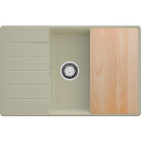 SPÜLBECKEN Kopenhagen, 2-er set Beige 78/50 cm 1 Becken + Ablauf-Set + Schneidebrett ab 60er Unterschrank - Chromfarben/Beige, Kunststoff (78/20/50cm) - Primagran