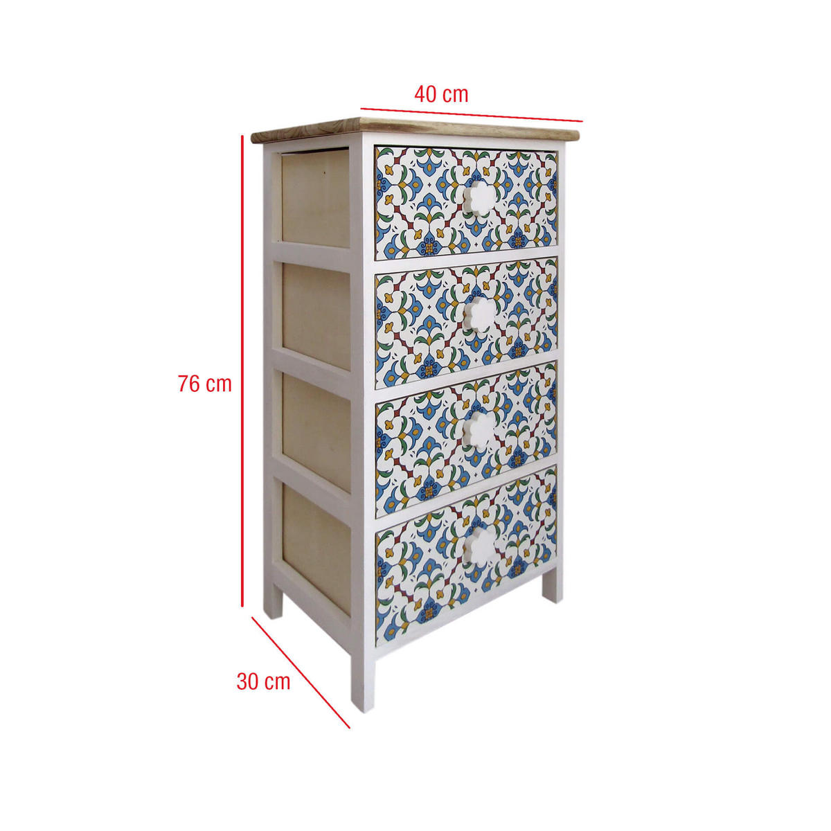 KOMMODE Weiß 30/40/76 cm - Weiß, Holz (30/76/40cm) - Mobili Rebecca