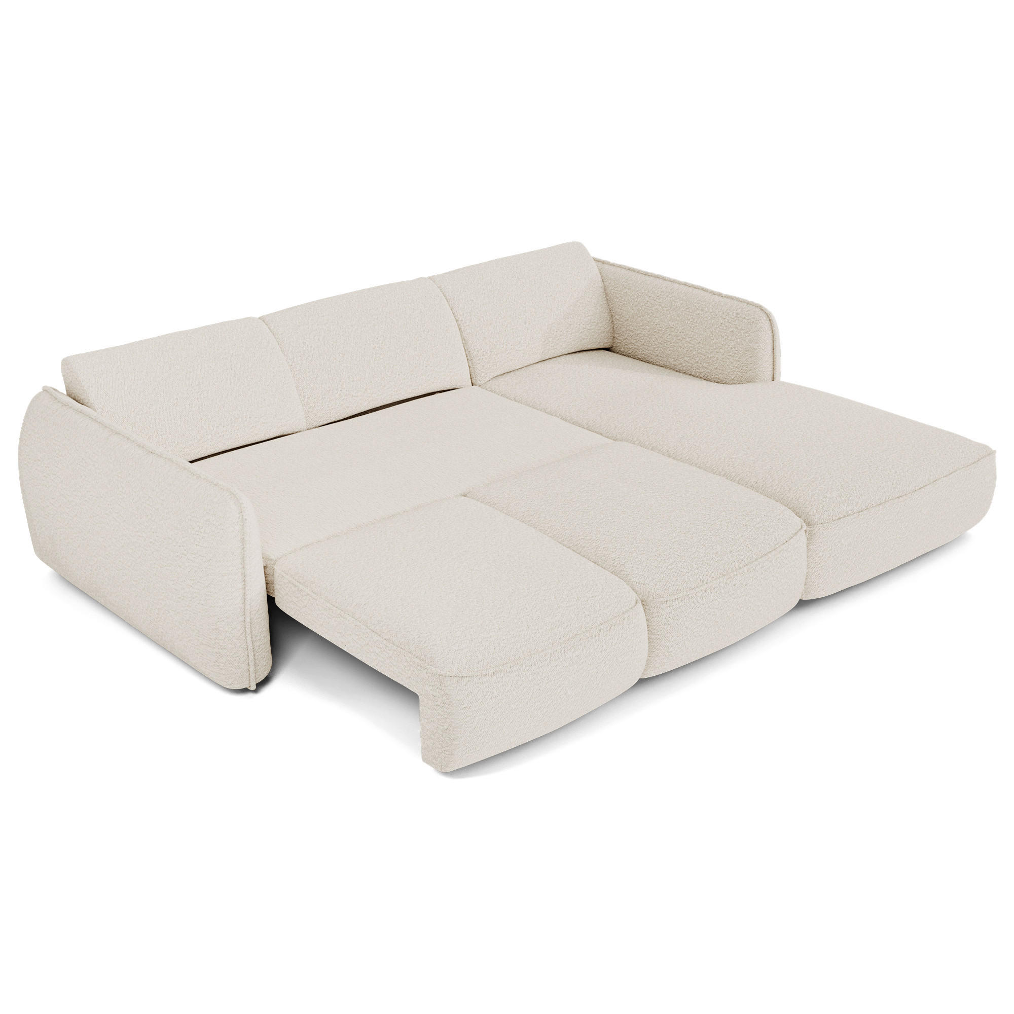 ECKSOFA RECHTS Bouclé-Stoff 274cm - Creme, Textil (274/174cm) - Sia Home