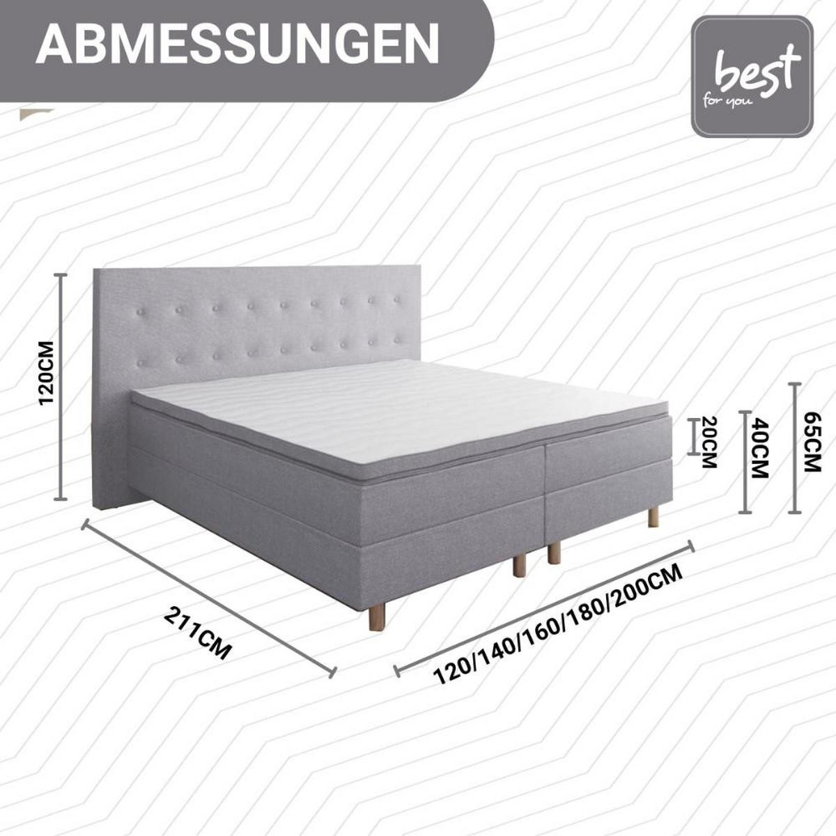 BOXBETT Neo First Class Bett Polsterbett - Silberfarben, Holz/Holzwerkstoff (160/200cm) - Best For Home