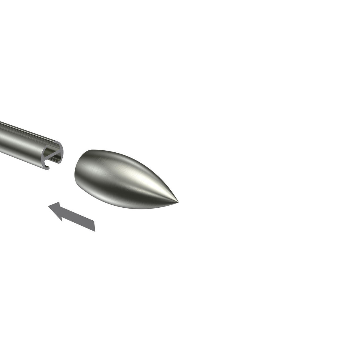 ENDSTÜCKE FÜR GARDINENSTANGEN 16 mm Ø, Poveda Edelstahl-Optik, Packung 2 Stück - Edelstahlfarben, Metall (5.4/2.5/2.5cm) - INTERDECO