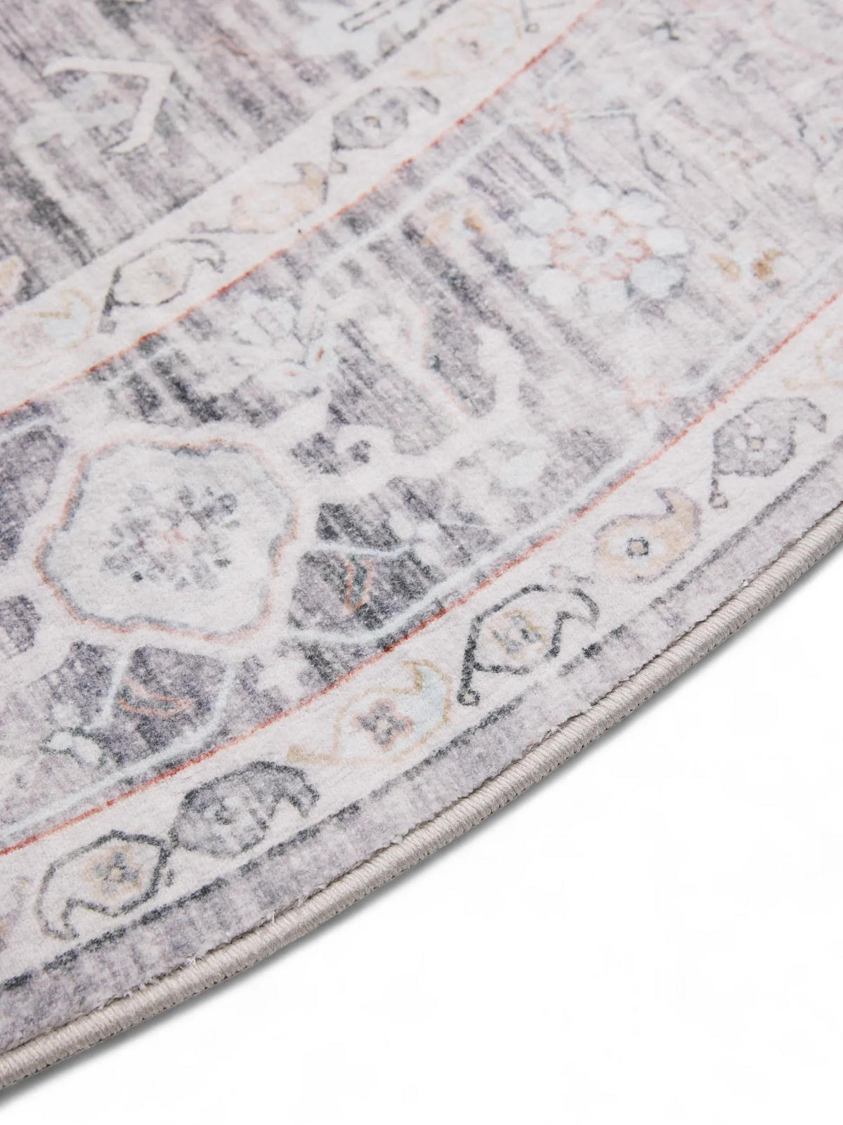 VINTAGE-TEPPICH Miray waschbar ø 160 cm rund - Grau, Kunststoff (160/160cm) - benuta Nest