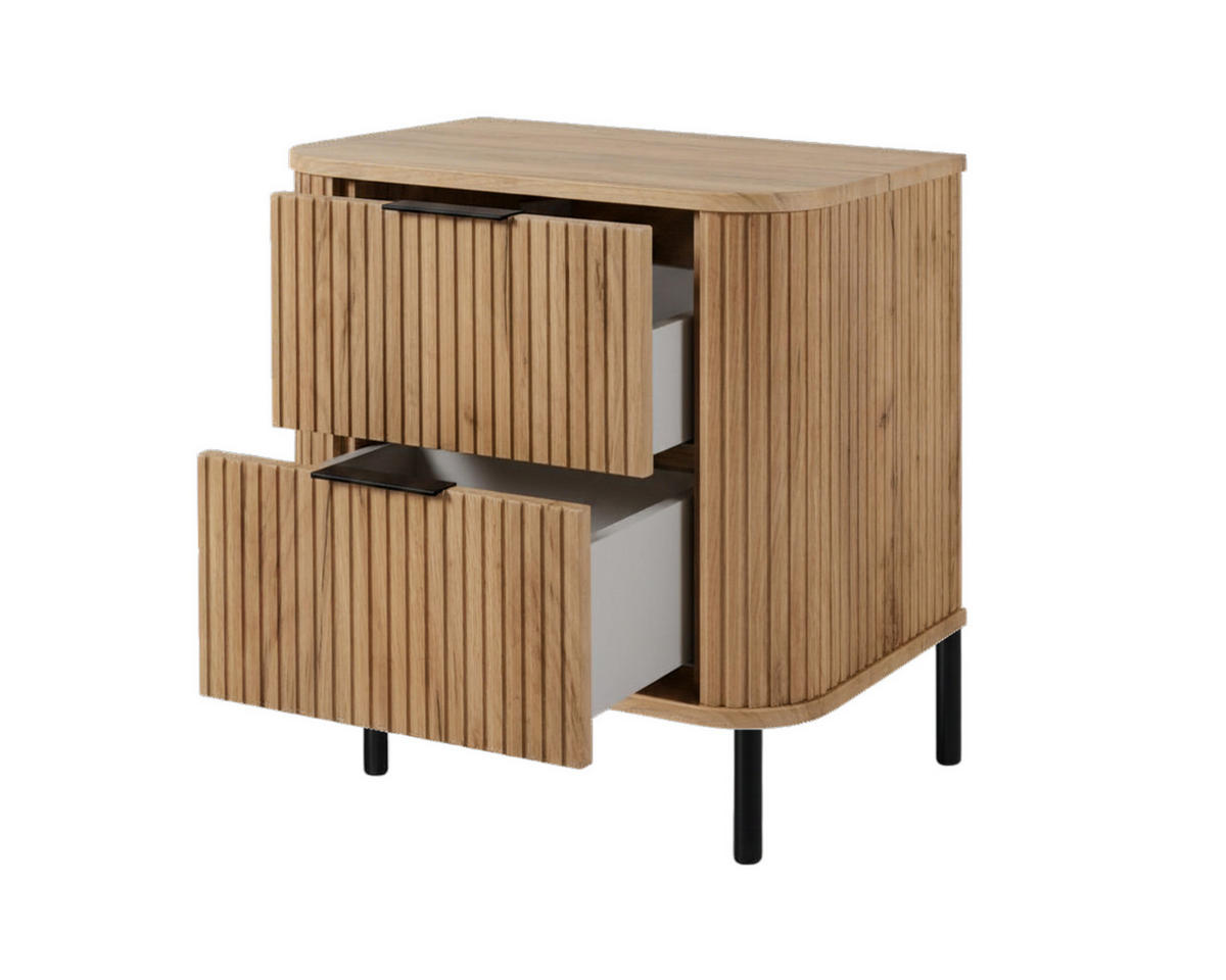 BADEZIMMERSCHRANK : Farbe Eiche Craft, Griff schwarz, Füße schwarz, 60 x 41,5 x 66,7 cm - Eichefarben/Schwarz, Holzwerkstoff (60/66.7/41.5cm) - 3XE LIVING
