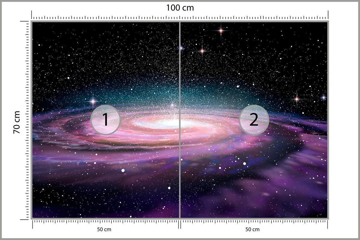 FOTOTAPETE für Jugendzimmer Spirale Sterne Galaxie Kosmos 100x70 - Violett/Schwarz, Papier (100/70cm) - Muralo