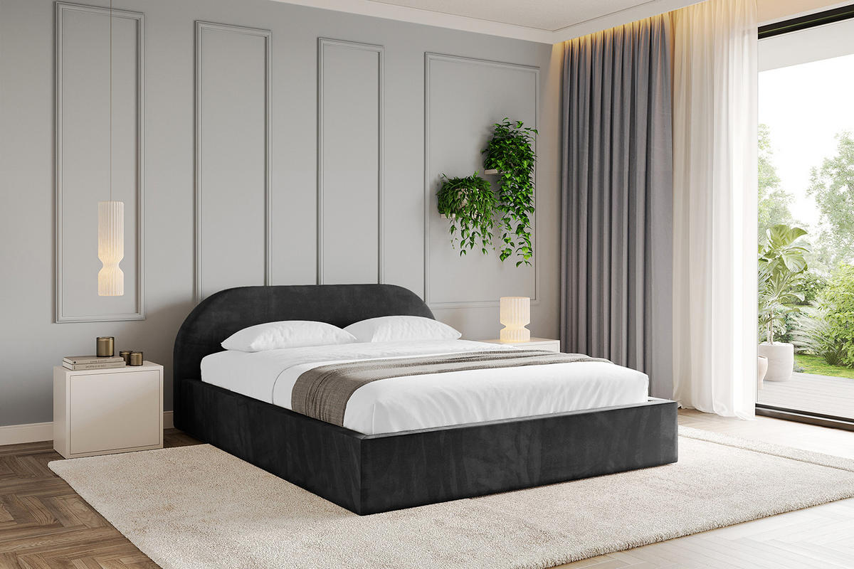POLSTERBETT mit Bettkasten und Lattenrost, Bett mit Matratze H3/H4 - TIVON-V1 120x200 Schwarz - Schwarz, Holzwerkstoff/Textil (120/200cm) - ALTDECOR