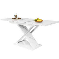 ESSTISCH Ausziehtisch 118/75/76,4 cm weiß MDF mit Kreuzbeinen - Weiß, Holzwerkstoff (118/75/76.4cm) - OKWISH