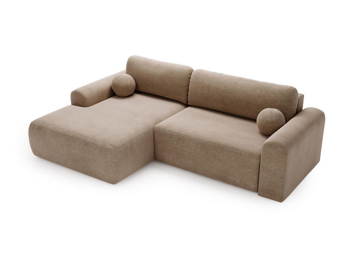 ECKSOFA Aurora Dunkelbeige, mit Schlaffunktion in Vena Stoff, linke seite - Sandfarben, Holzwerkstoff/Textil (257/177cm) - Bettso