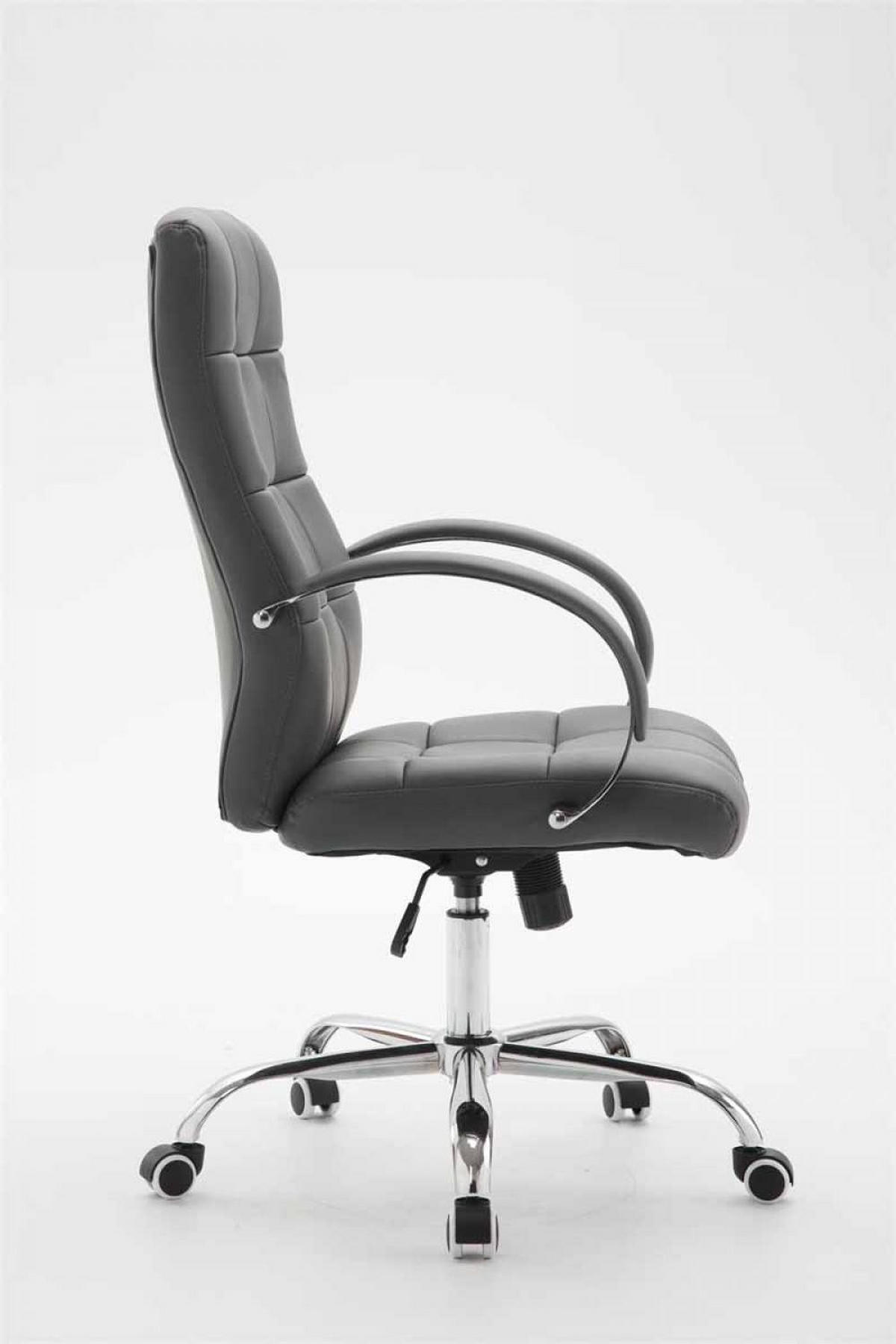 CHEFSESSEL Lederlook grau - Chromfarben/Grau, Textil/Metall (54/105/51cm) - CLP