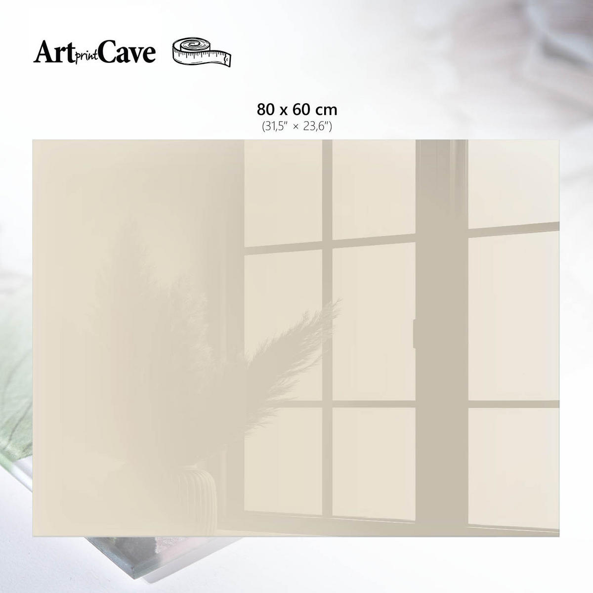 GLASPLATTE 80x60 cm – Steingelb - Beige, Glas (0.4/80/60cm) - ArtPrintCave