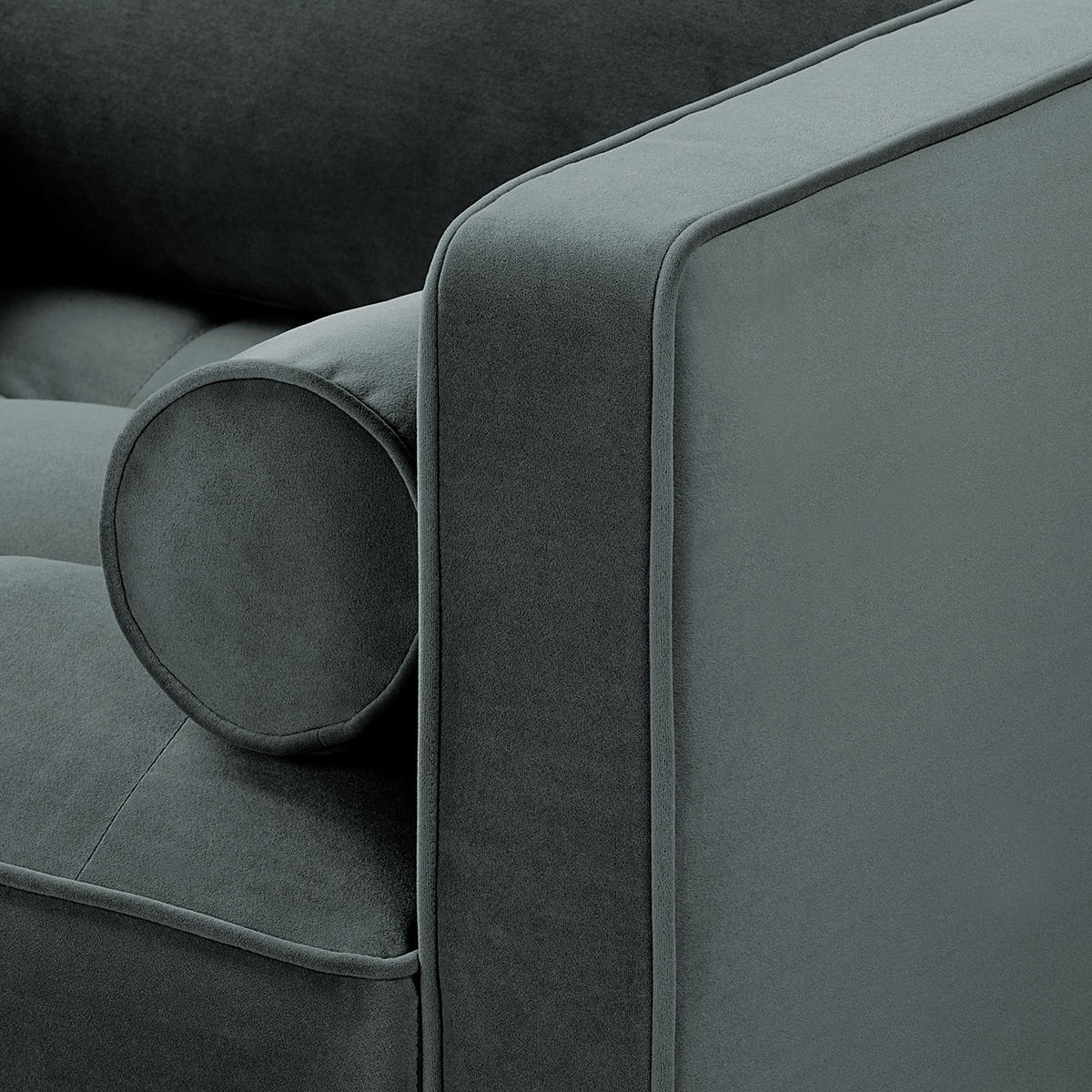 2-SITZER SOFA - Samt - Anthrazit, Textil (150/80/86cm) - home24