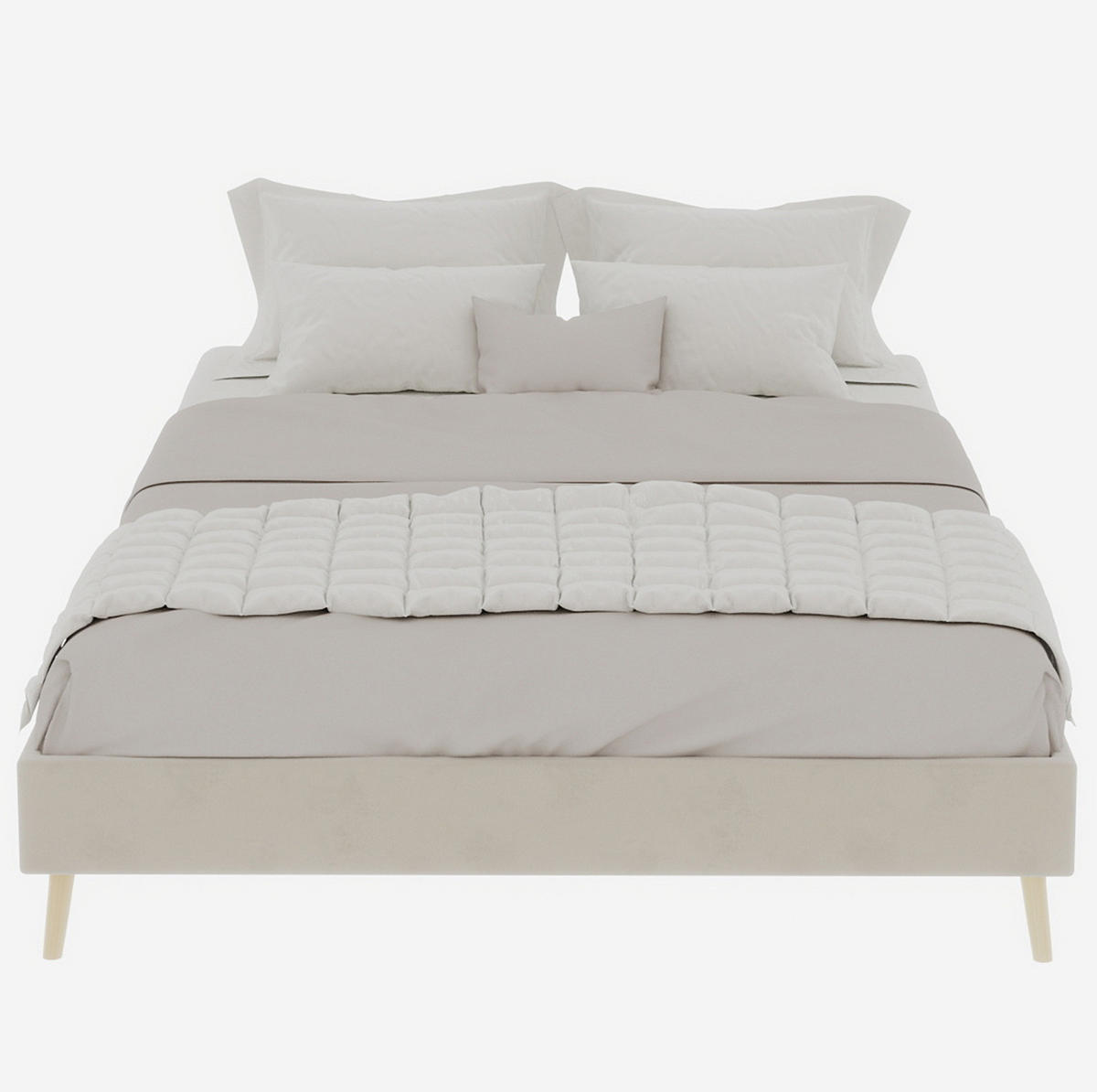 KINDERBETT 140/200 cm beige aus Stoff und Metall mit Stauraum - Beige, Textil (140/200cm) - OKWISH