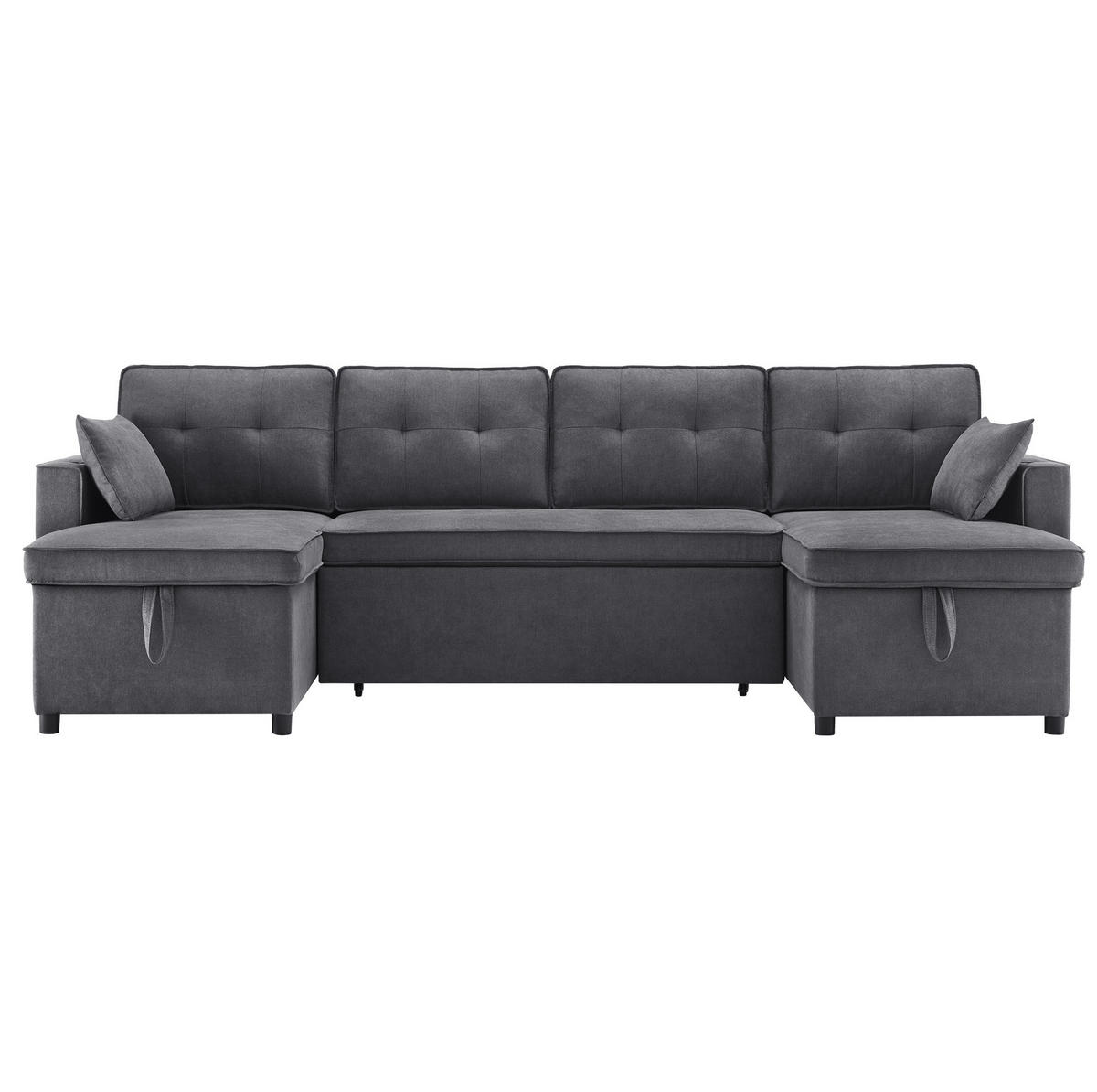 SCHLAFSOFA 270/130/86 cm in Grau – ausziehbar mit Stauraum - Grau, Textil (130/86/270cm) - BEAOK