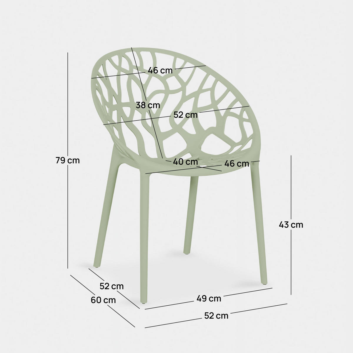 GARTENSTUHL Rhona Grün 58 cm x 79 cm 4er-Set - Grün, Kunststoff (58/79/60cm) - Klast Home