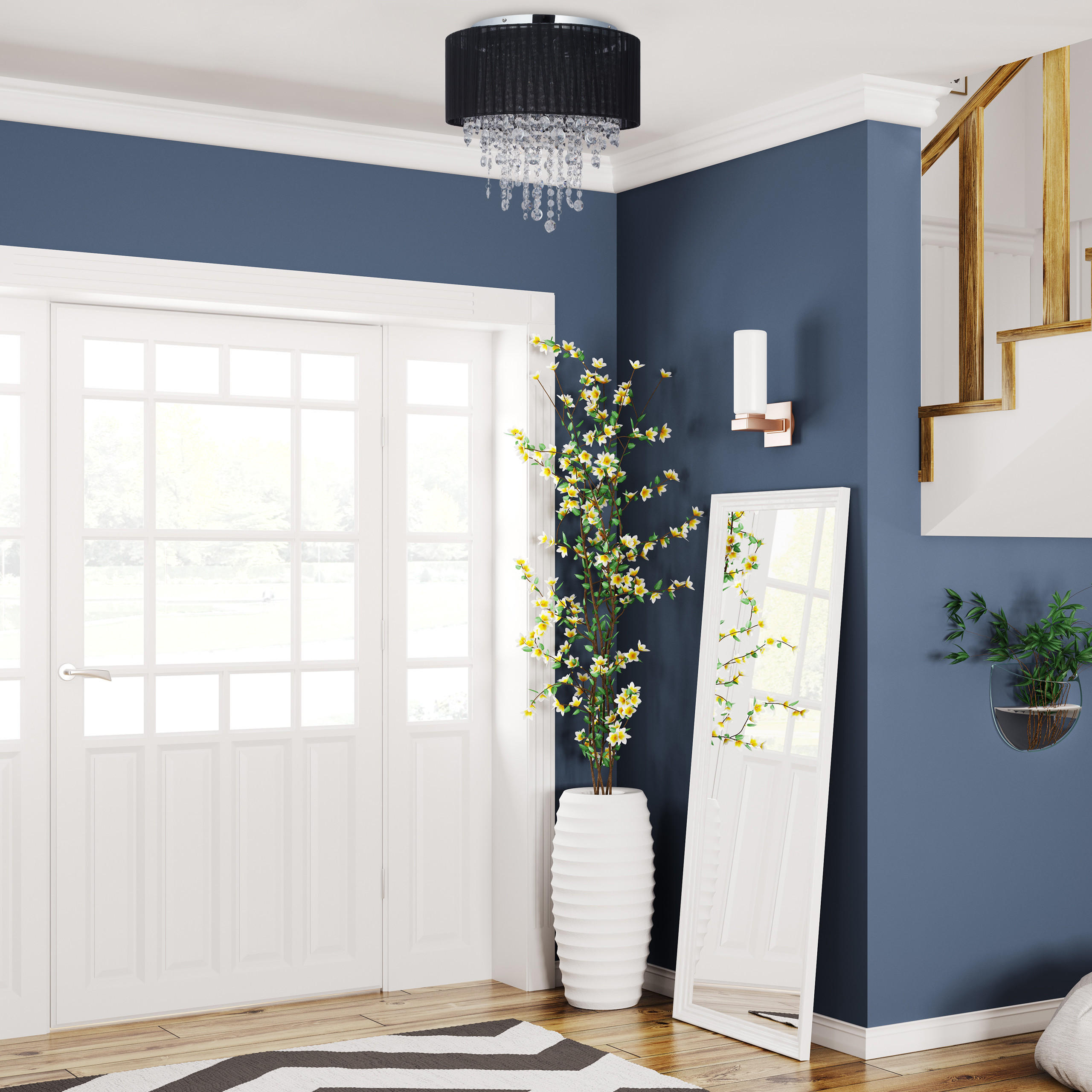 DECKENLAMPE - Multicolor, Kunststoff/Textil (40/40/39cm) - Relaxdays
