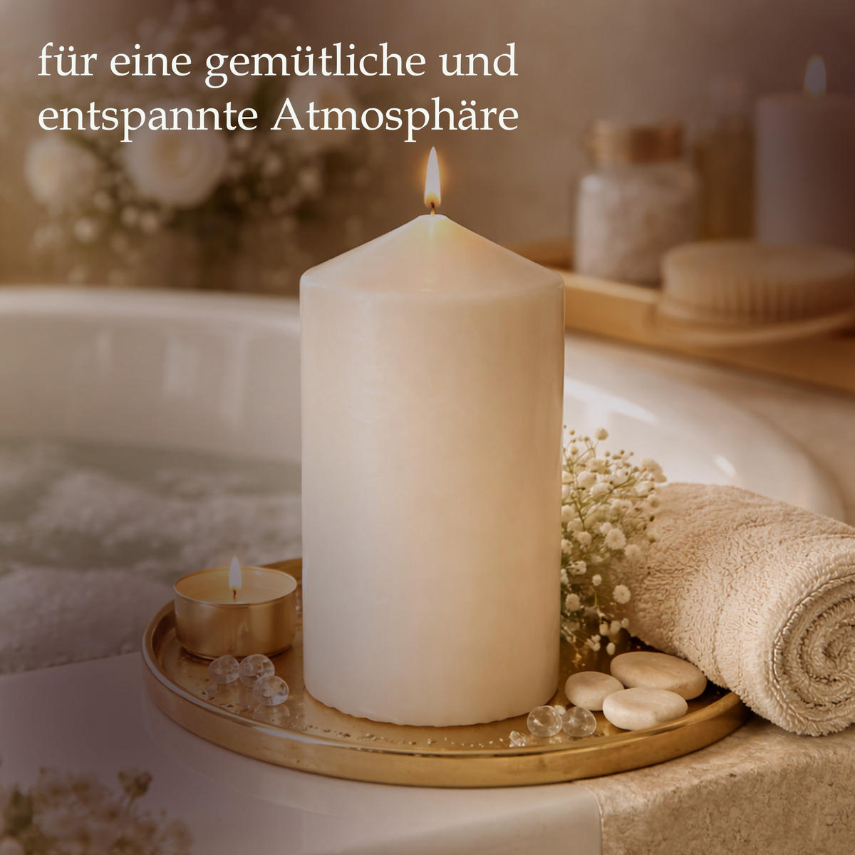 STUMPENKERZEN Ø7cm x 15cm Beige (2er Pack) - Beige, Naturmaterialien (15cm) - HS Candle