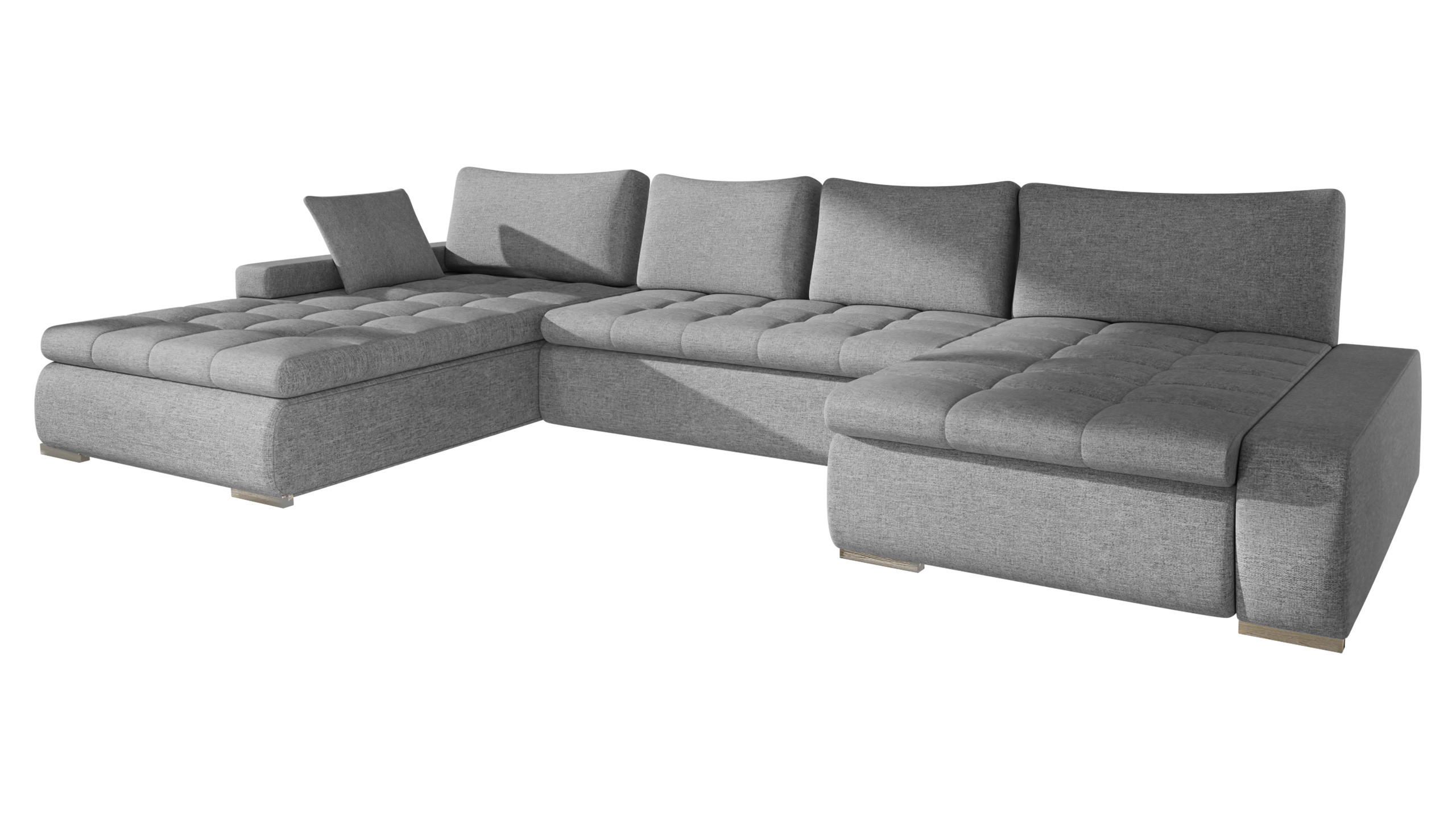 WOHNLANDSCHAFT Caro - Platinfarben/Silberfarben, Holz/Textil (394/80/213cm) - MIRJAN24