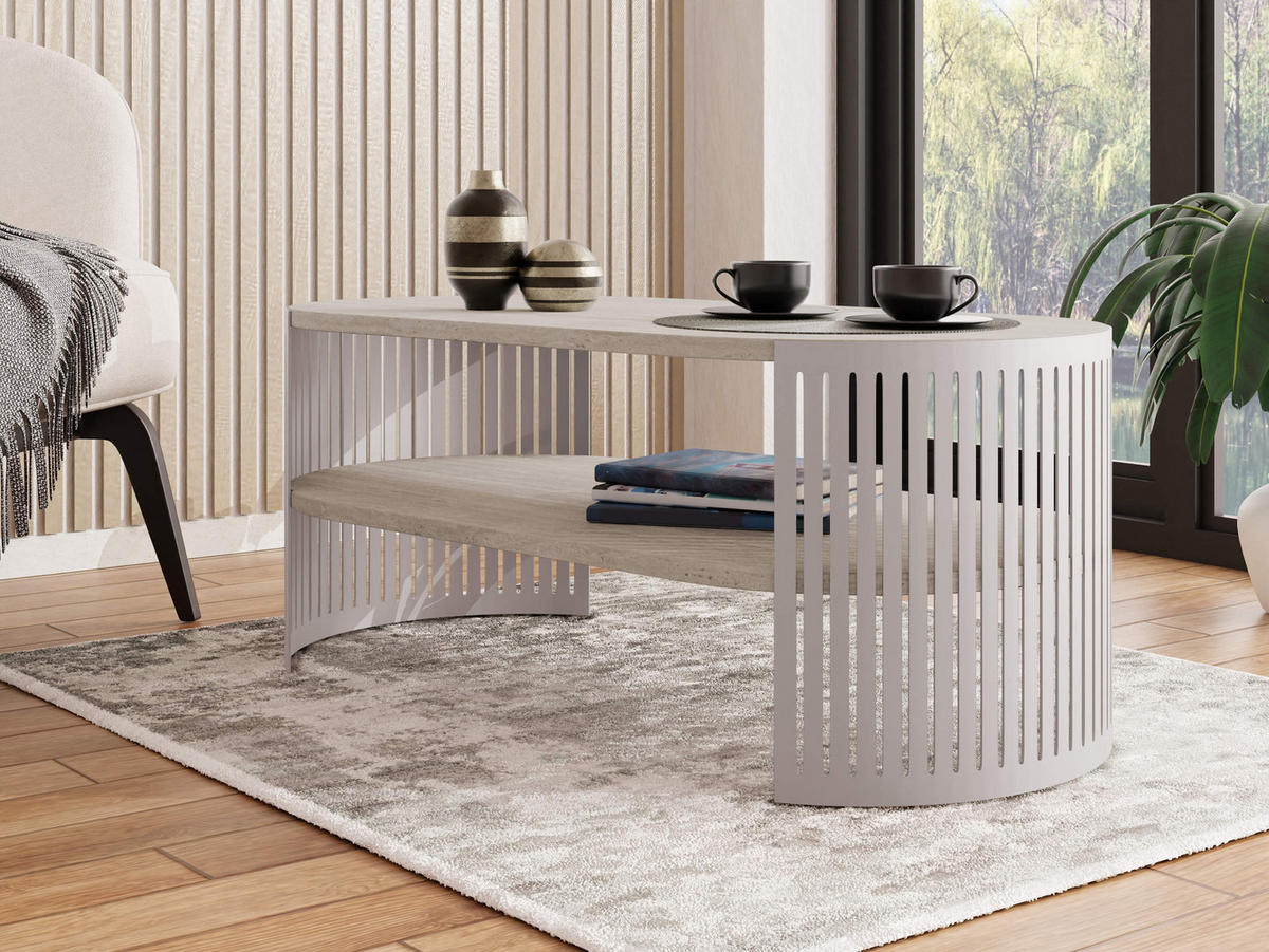 COUCHTISCH Fikoli Oval I - Taupe/Kaschmir, Holzwerkstoff/Metall (100/50/40cm) - MIRJAN24