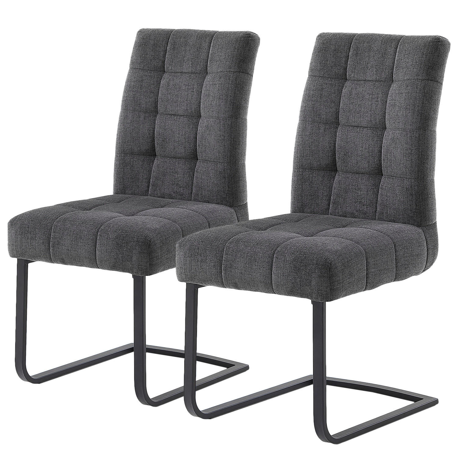 FREISCHWINGER - 2er Set - Flachgewebe / Eisen - Dunkelgrau/Schwarz, Textil/Metall (48/96/64cm) - home24
