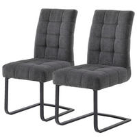 FREISCHWINGER - 2er Set - Flachgewebe / Eisen - Dunkelgrau/Schwarz, Textil/Metall (48/96/64cm) - home24