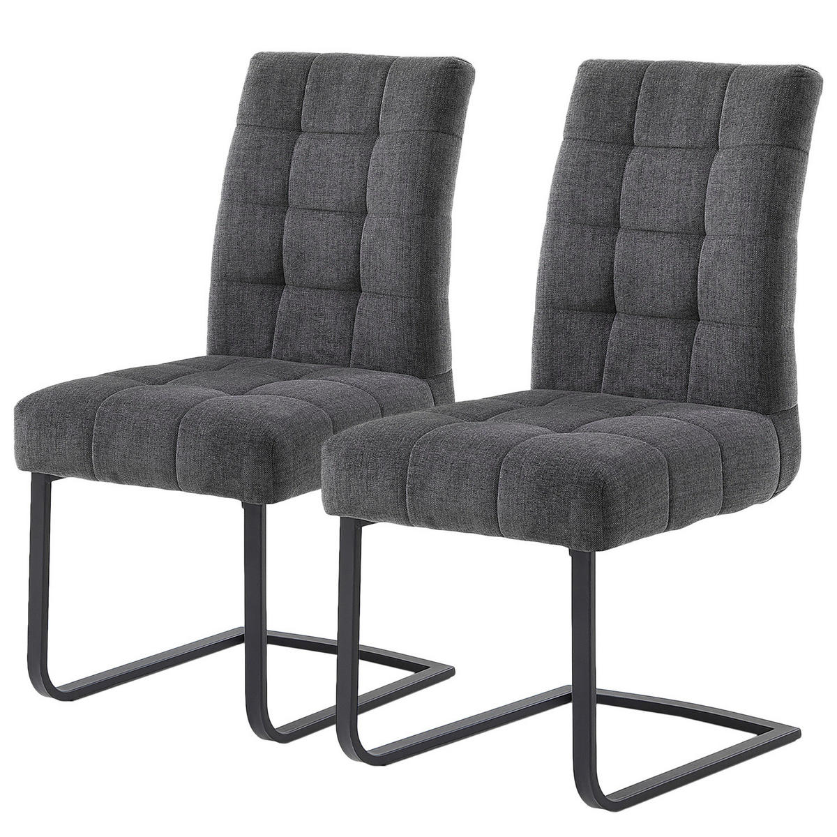 FREISCHWINGER - 2er Set - Flachgewebe / Eisen - Dunkelgrau/Schwarz, Textil/Metall (48/96/64cm) - home24