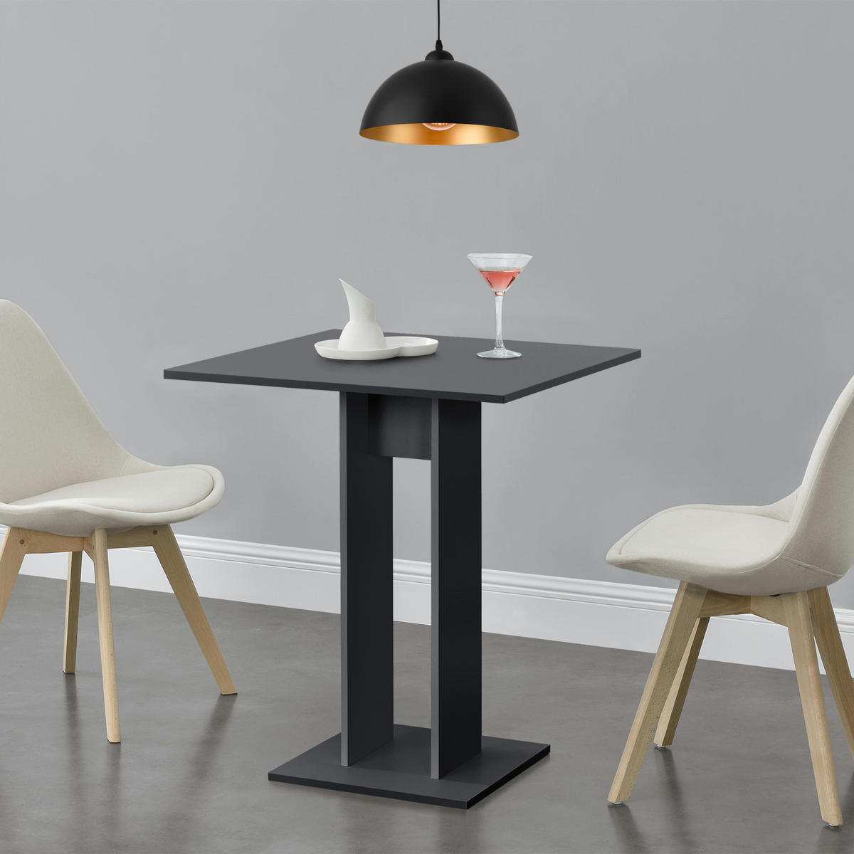 KÜCHENTISCH Lindesnes - Dunkelgrau, Holzwerkstoff (65/65/78cm) - [en.casa]