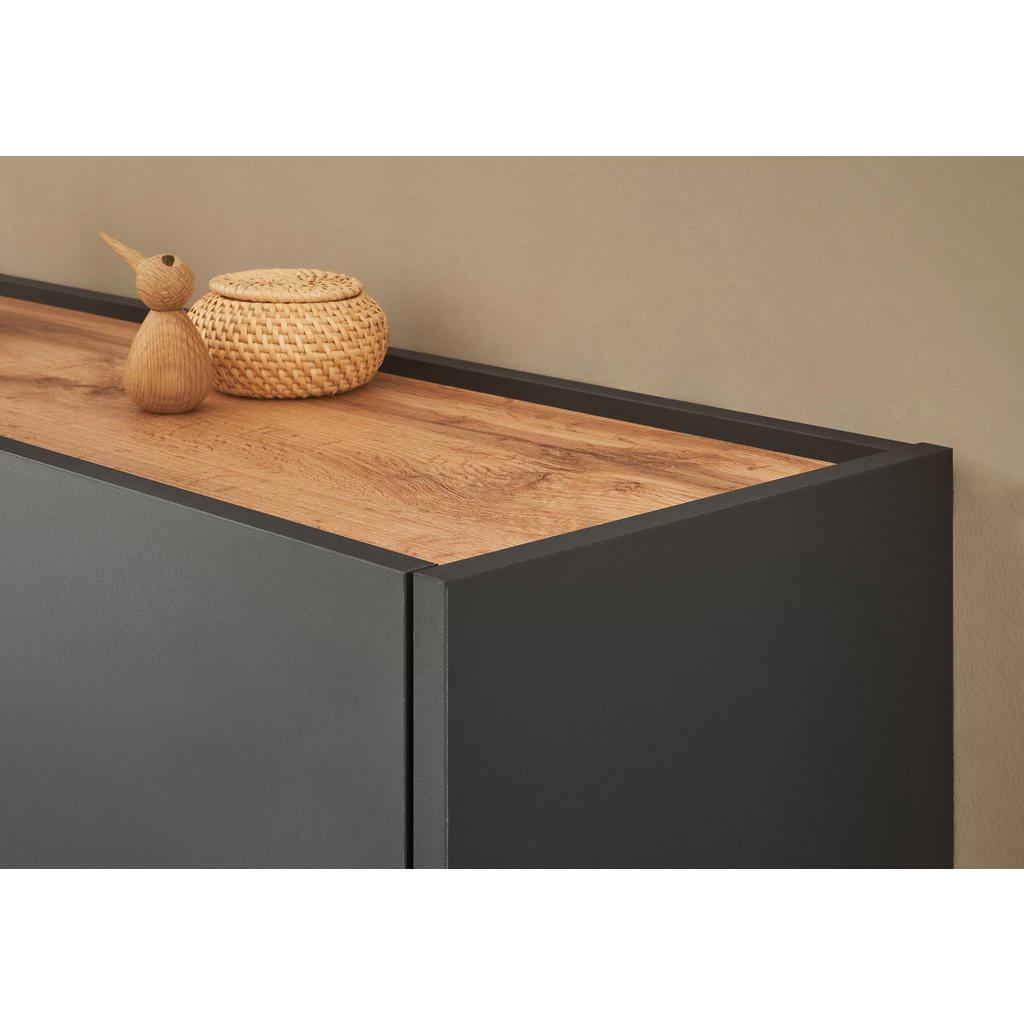 Thumbnail - Furn.Design Hängeschrank, Grau, Eiche Wotan, Holzwerkstoff, Nachbildung,Eiche, Uni, Holz Optik, 100x35x30 cm, Garderobe,...