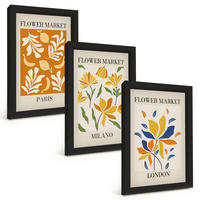 BILDER SET 3er Set - 20x30 cm Schwarzer Rahmen - Blumenposter Paris Mailand London - Schwarz, Kunststoff (20/30cm) - TULUP