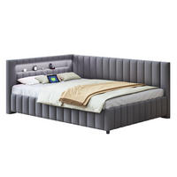 POLSTERBETT 140/200 cm Grau mit LED-Beleuchtung und USB-Anschluss - Grau, Textil (140/200cm) - Flora Grace