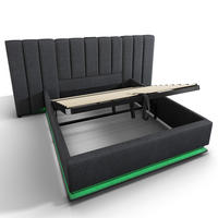 POLSTERBETT 160x200cm Doppelbett mit App LED & USB-C Stauraum Grau - Grau, Holz - FLIEKS