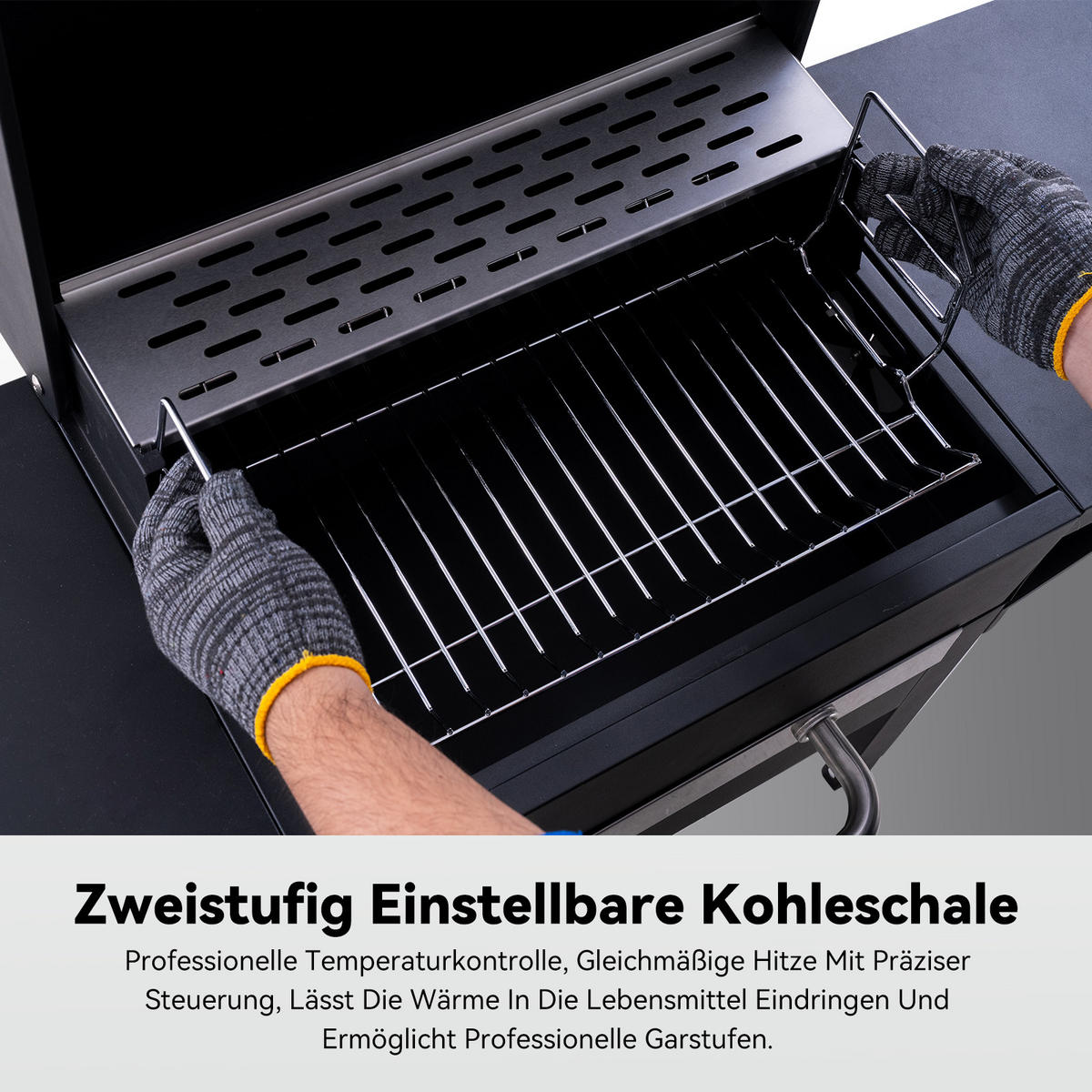 HOLZKOHLEGRILL - Schwarz, Metall (44/106/107cm) - HOMAVO