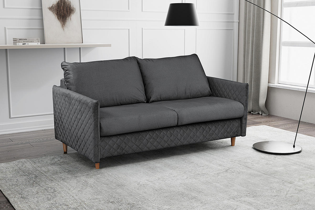 SCHLAFSOFA mit Matratze - Samt - Anthrazit/Buchefarben, Buchenholz/Textil (171/95/101cm) - home24