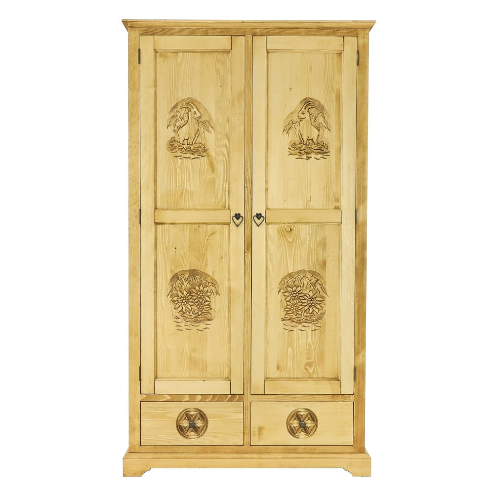 KLEIDERSCHRANK aus Massivholz JAGNA - Honig, Holz (110/200/65cm) - Seart