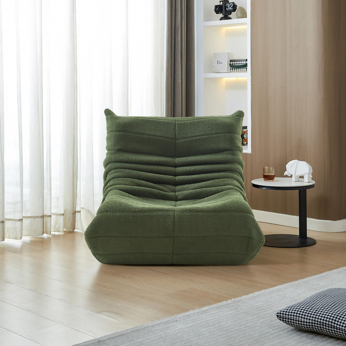 FERNSEH- & RELAXSESSEL Sofa Liegesofa für Wohnzimmer Beige - Grün, Holz (91.44/60.45/101.5cm)