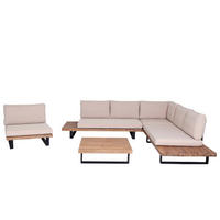 GARTEN-GARNITUR Schwarz, Braun, Beige - Beige/Schwarz, Holz - MCW