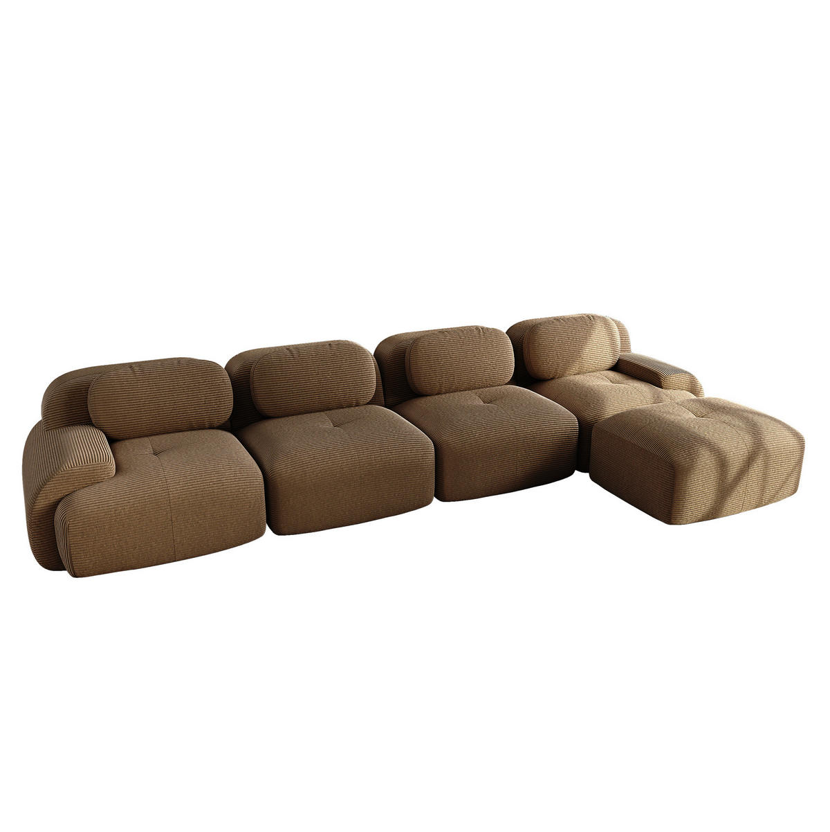 ECKSOFA in Braun mit 32D-Schaum 388/178/70 cm, Cord und ohne Montage - Braun, Textil (178/388cm) - Modenvie